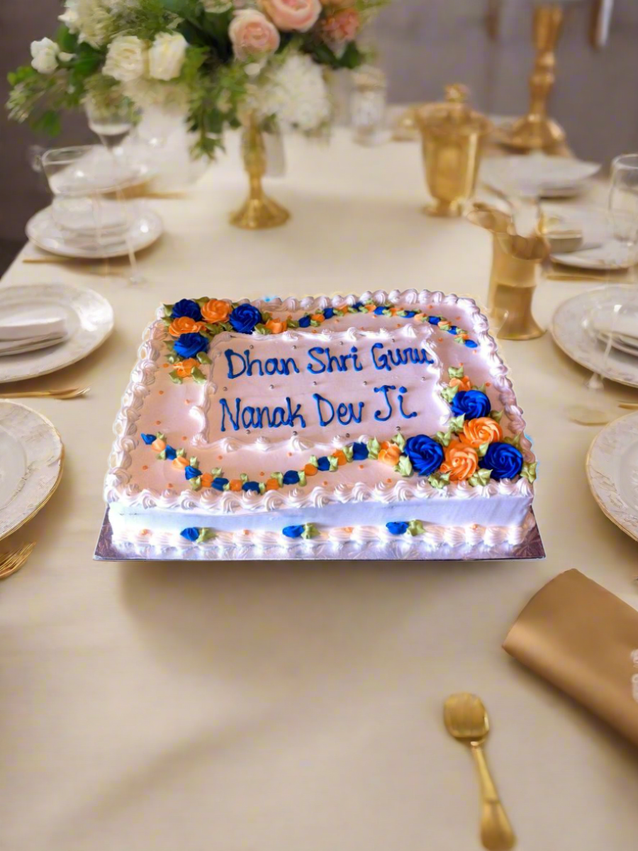 Blue Orange Flower Cake