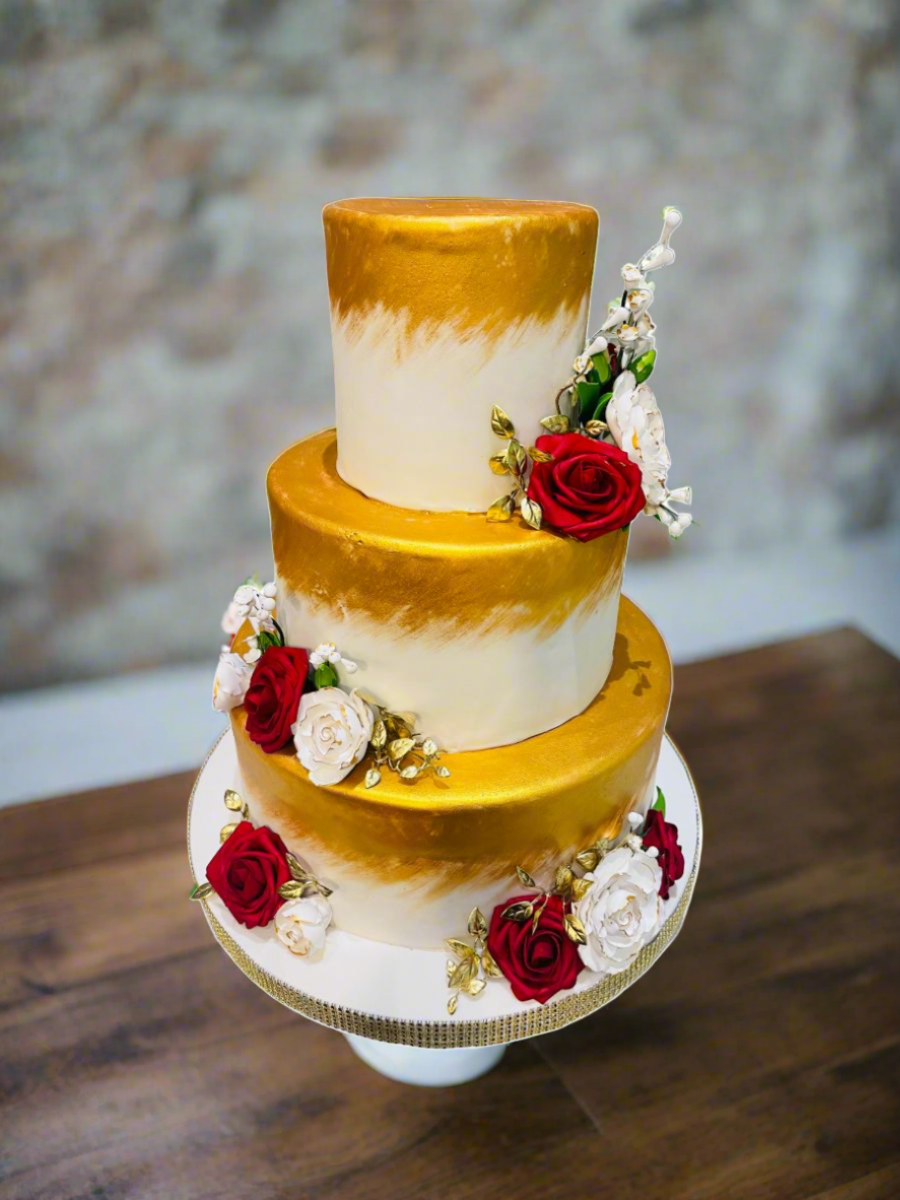 Selena Gold Fondant Wedding Cake