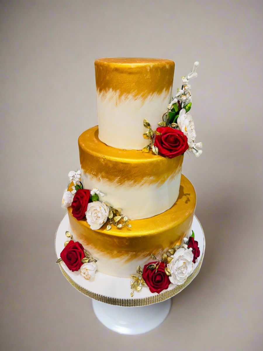 Selena Gold Fondant Wedding Cake