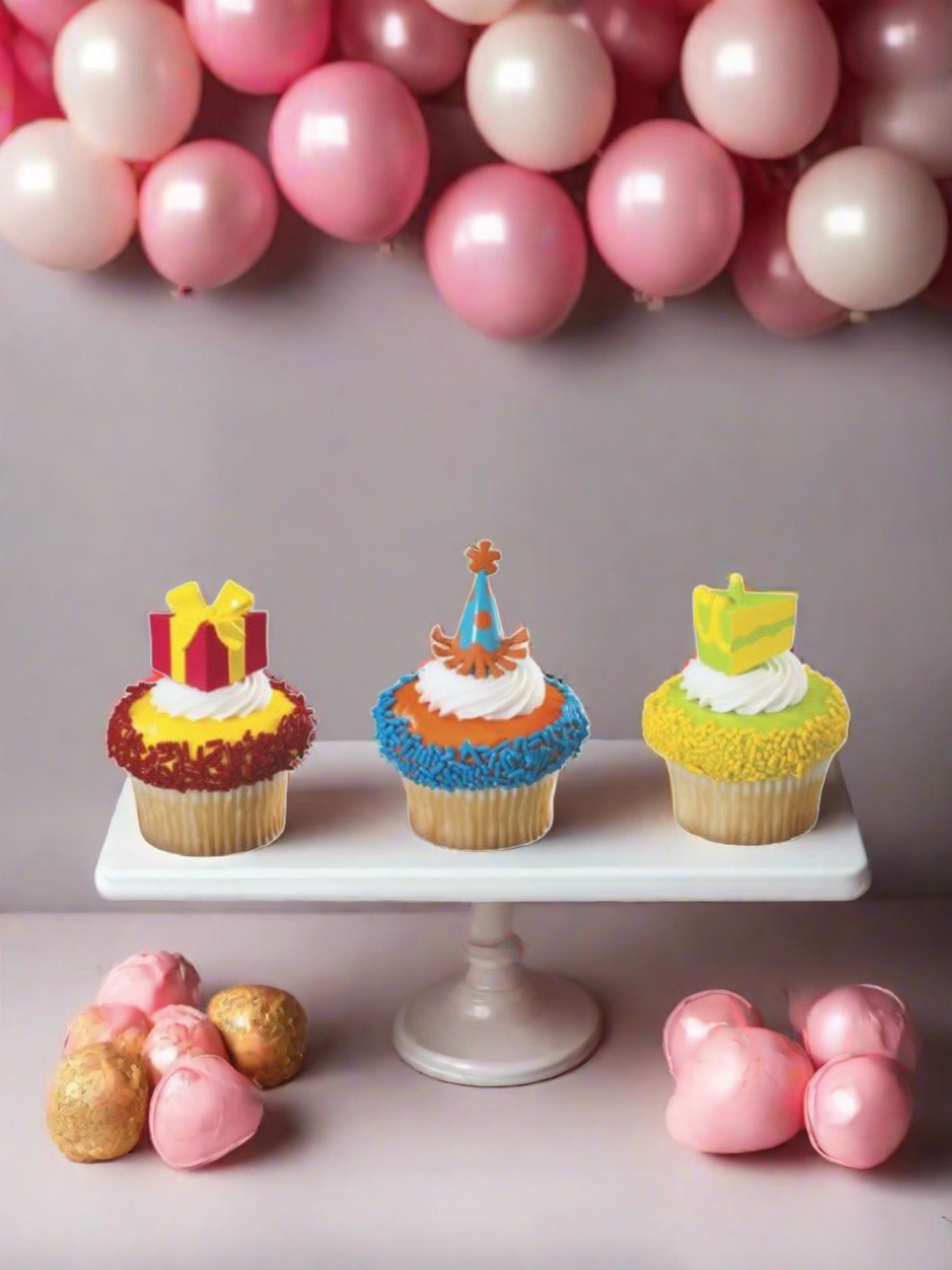 Birthday Party Cupcakes - (Pack of 6)