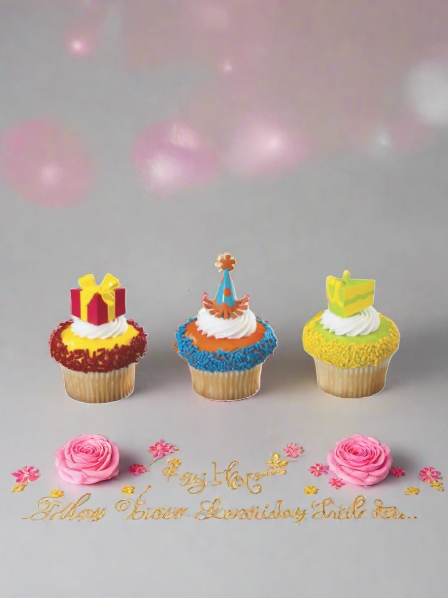Birthday Party Cupcakes - (Pack of 6)