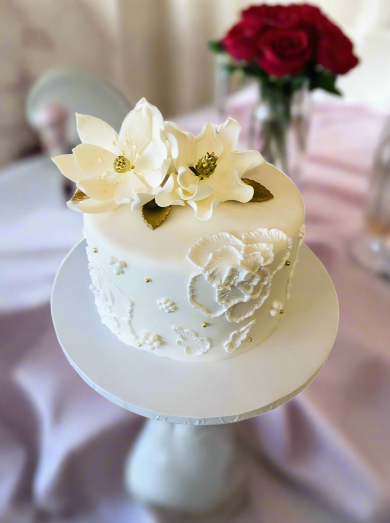 White Fondant Birthday Cake