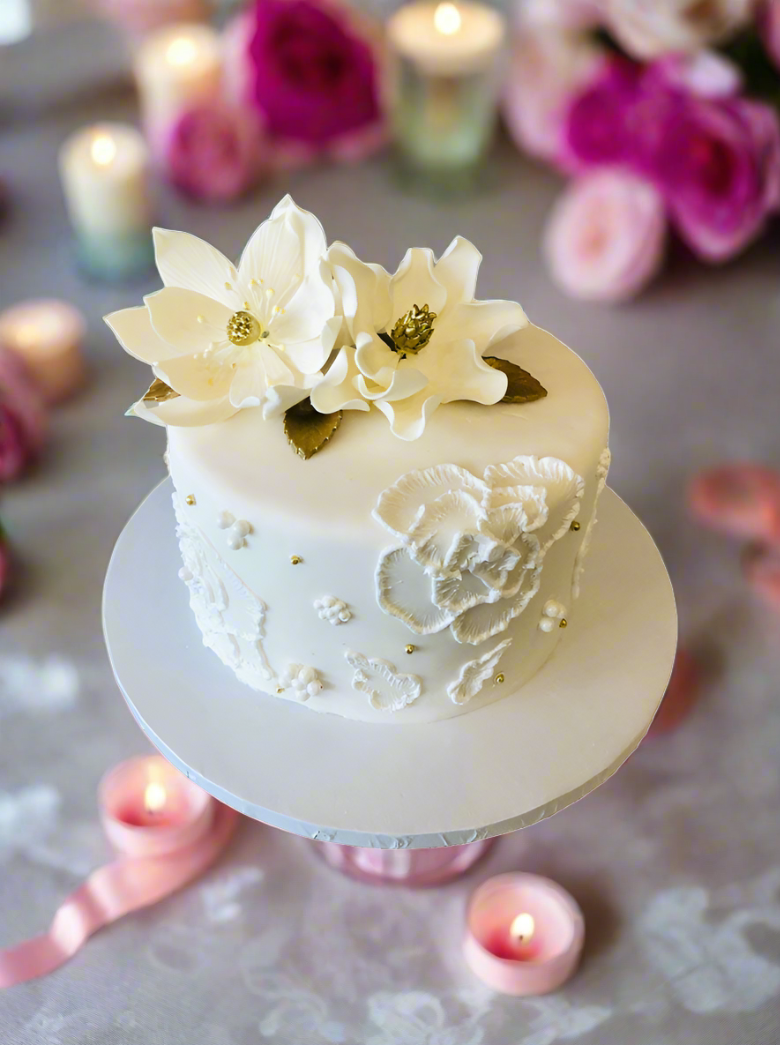 White Fondant Birthday Cake