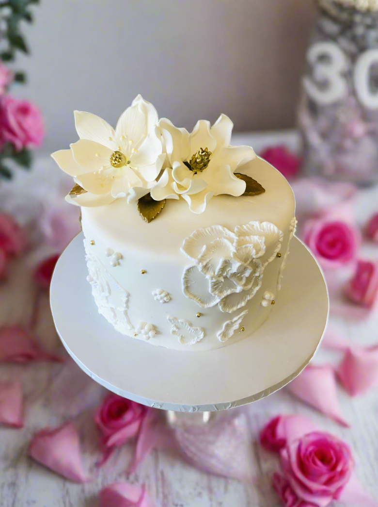 White Fondant Birthday Cake