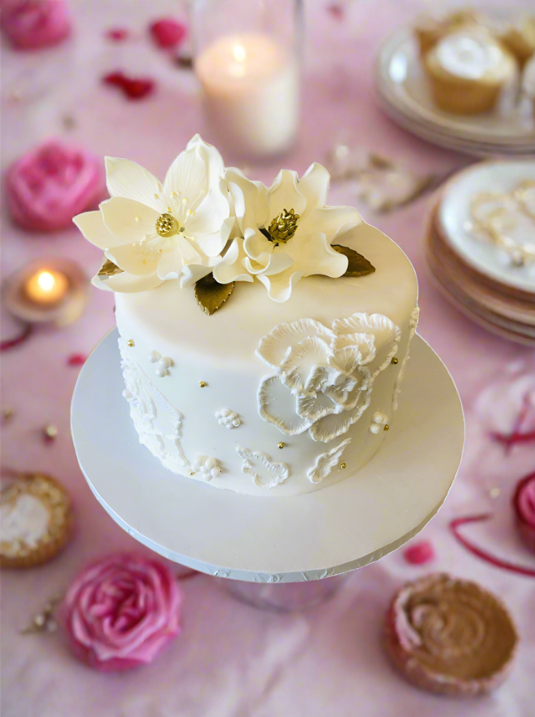 White Fondant Birthday Cake
