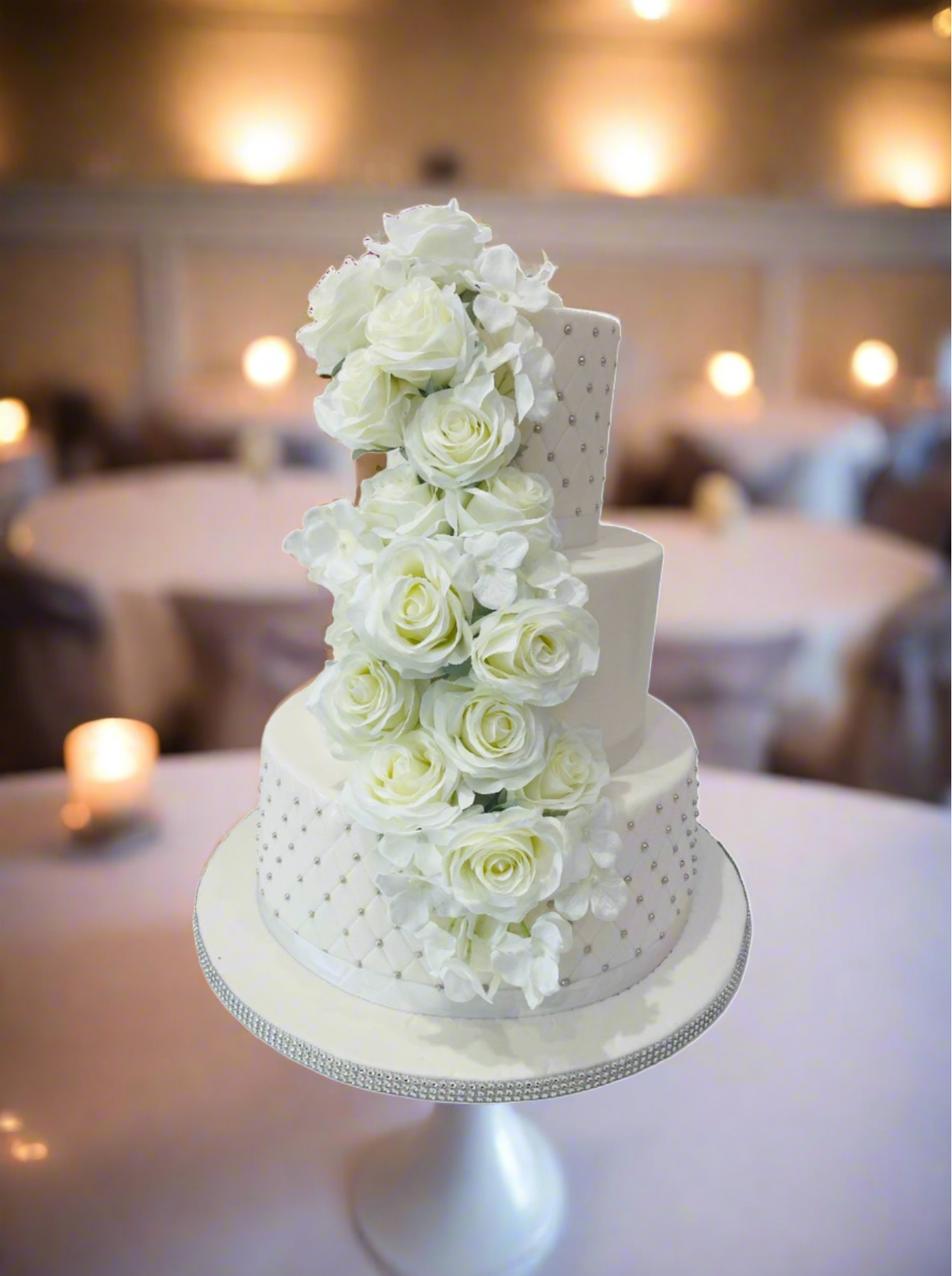 White Floral Wedding Cake
