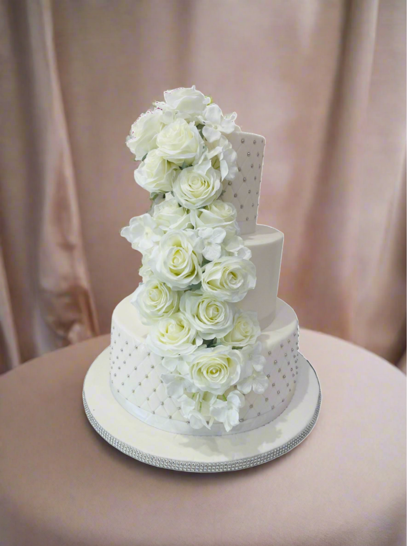 White Floral Wedding Cake