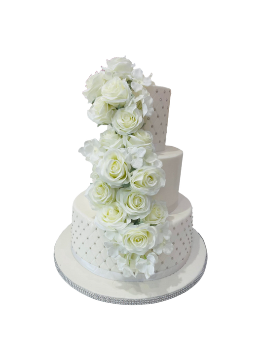 White Floral Wedding Cake