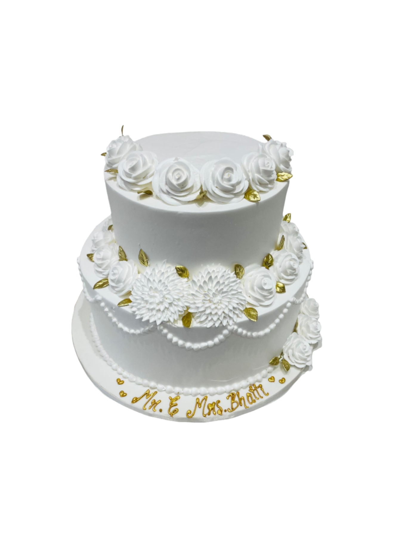 White And Gold Wedding Cake