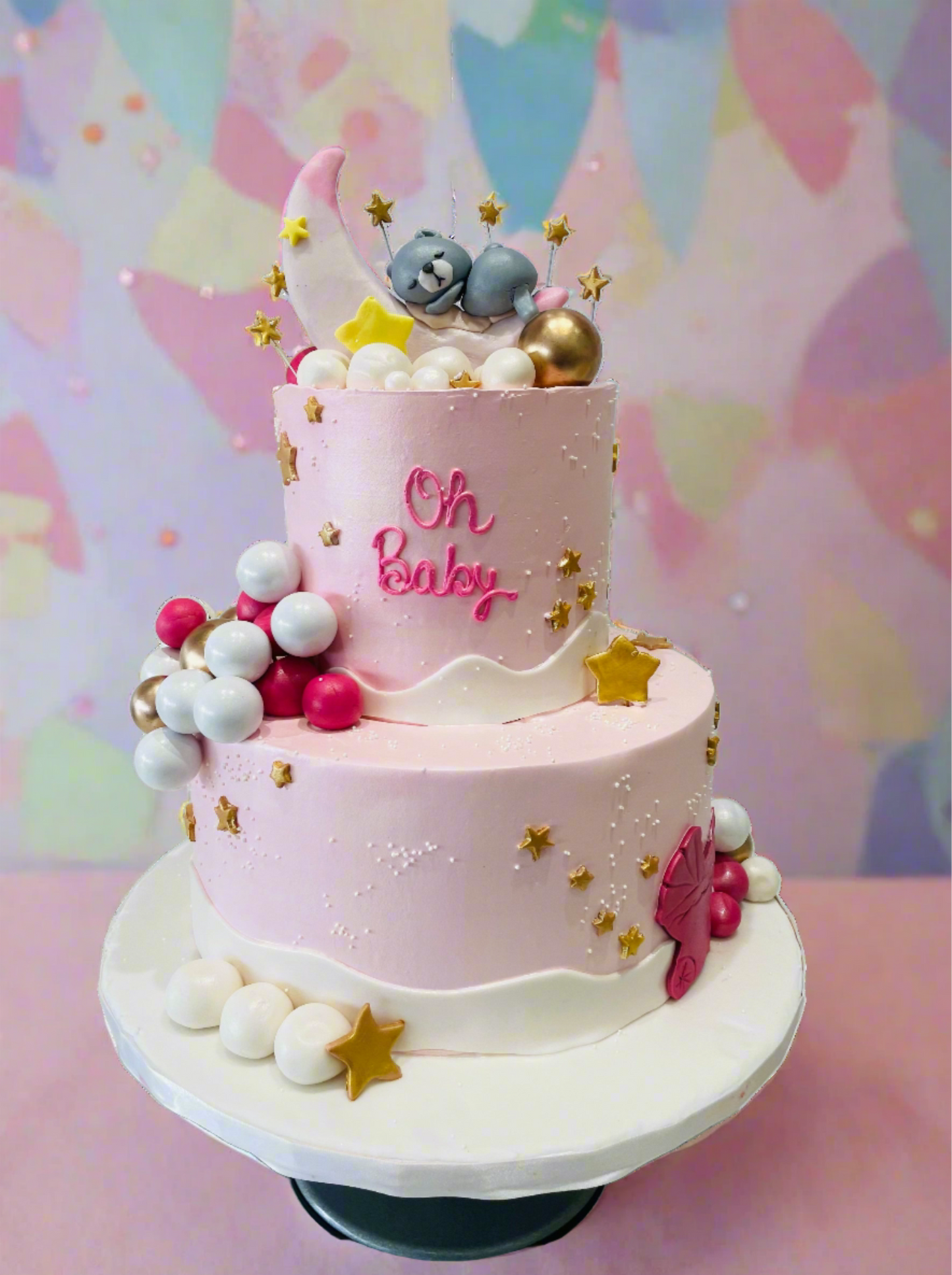 Baby Moon Cream Tiered Cake