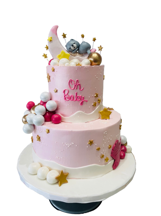Baby Moon Cream Tiered Cake
