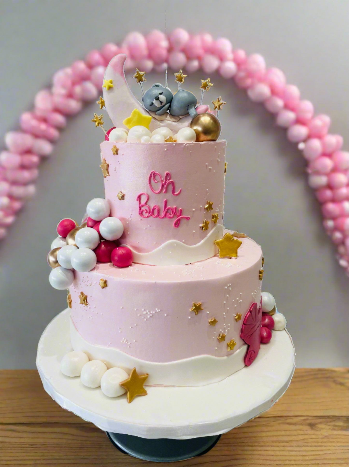 Baby Moon Cream Tiered Cake