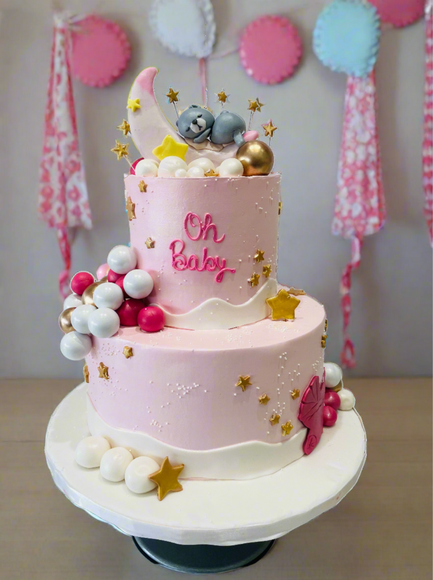 Baby Moon Cream Tiered Cake