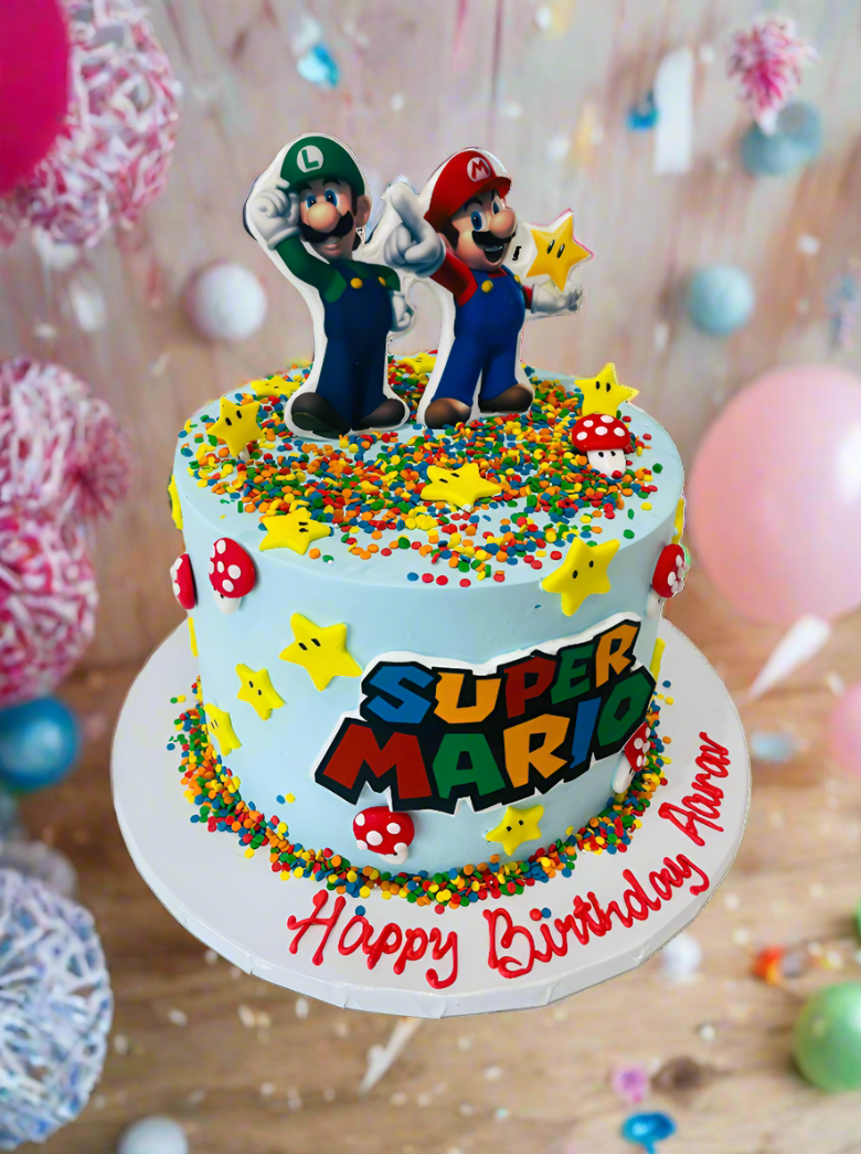 Aarav Super Mario Cream Cake