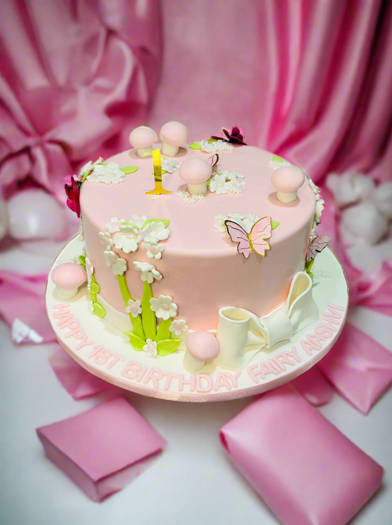 Aashvi Pink Butterfly Fondant Cake