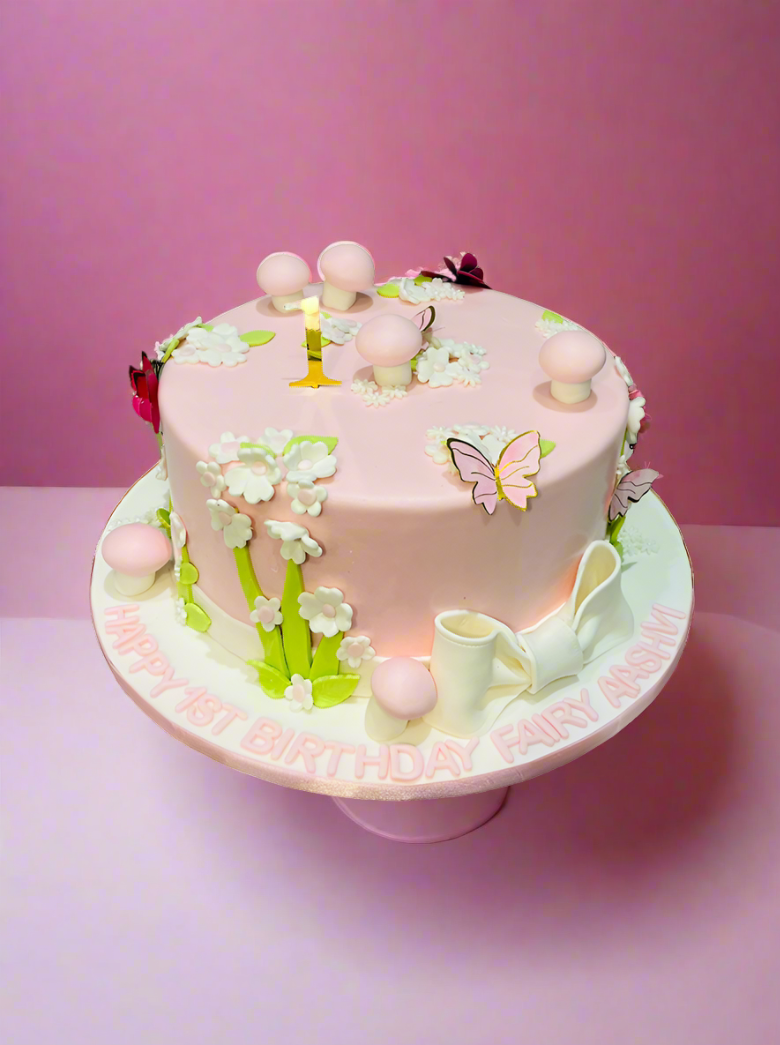 Aashvi Pink Butterfly Fondant Cake