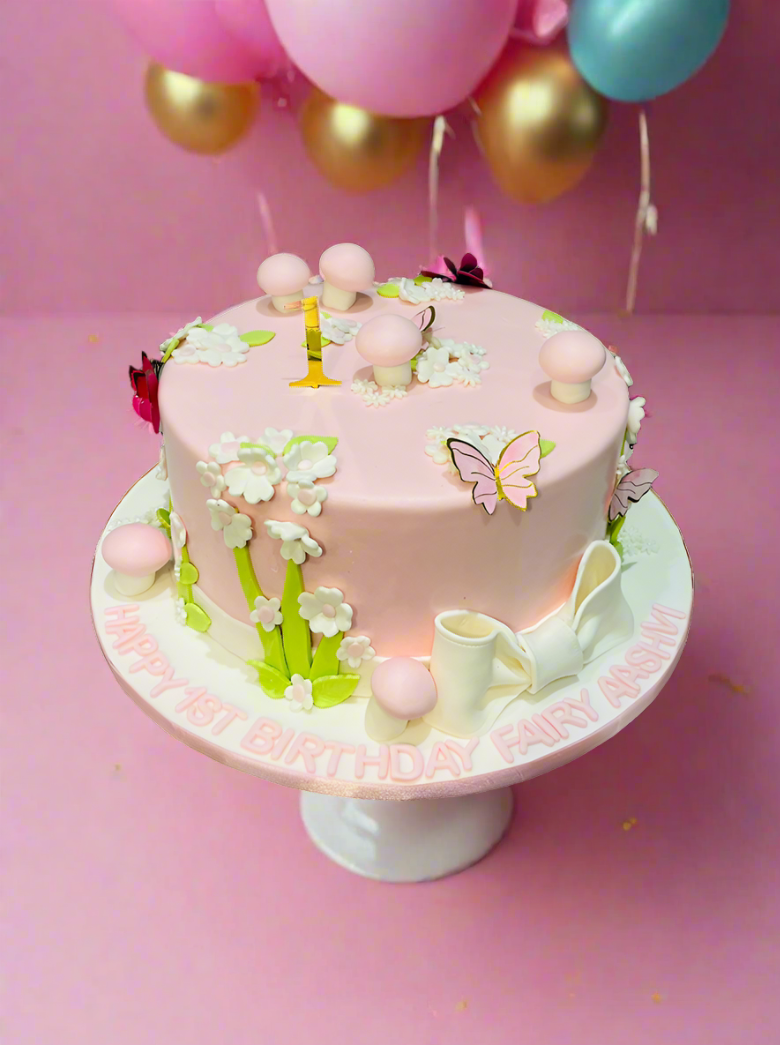 Aashvi Pink Butterfly Fondant Cake