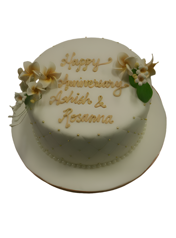 White & Gold Anniversary Cake