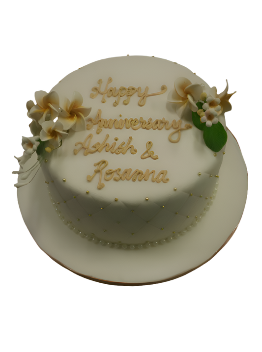 White & Gold Anniversary Cake