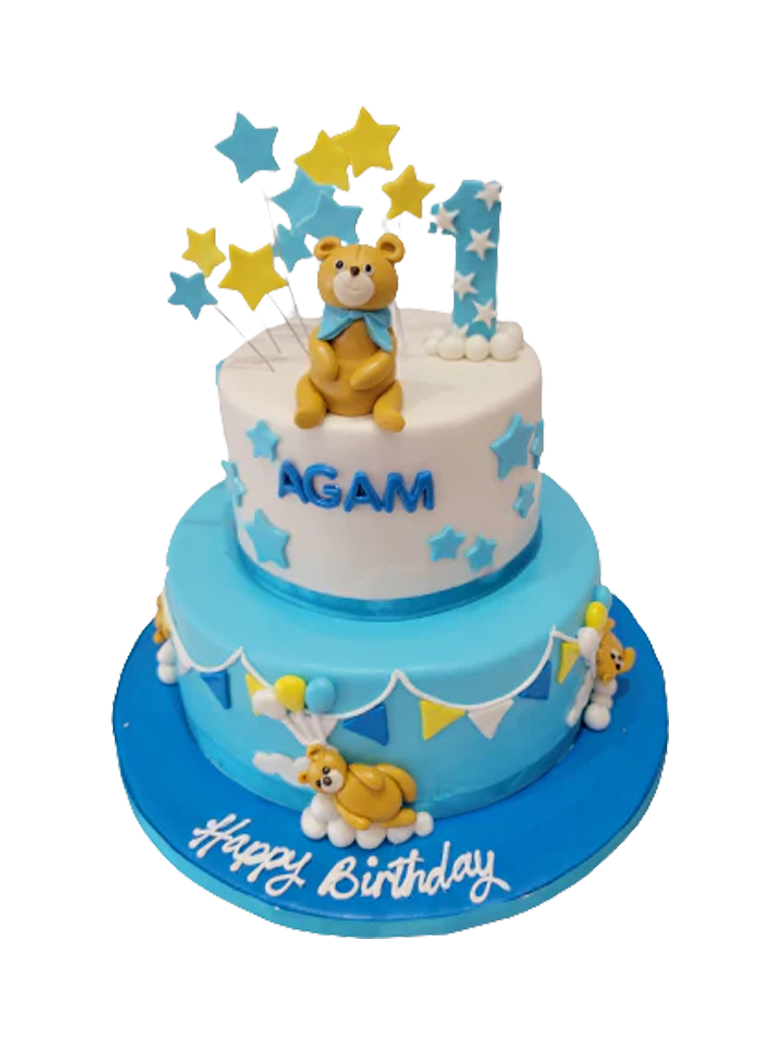 Agam Teddy Fondant Tiered Cake