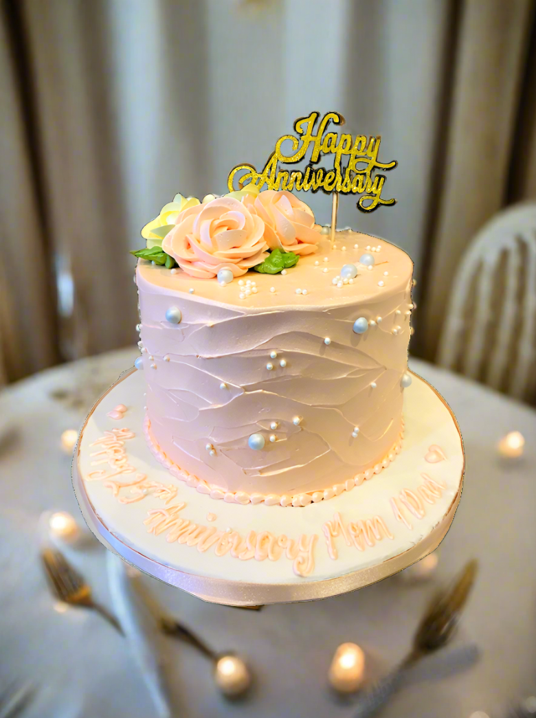 Peach Anniversary Cream Cake