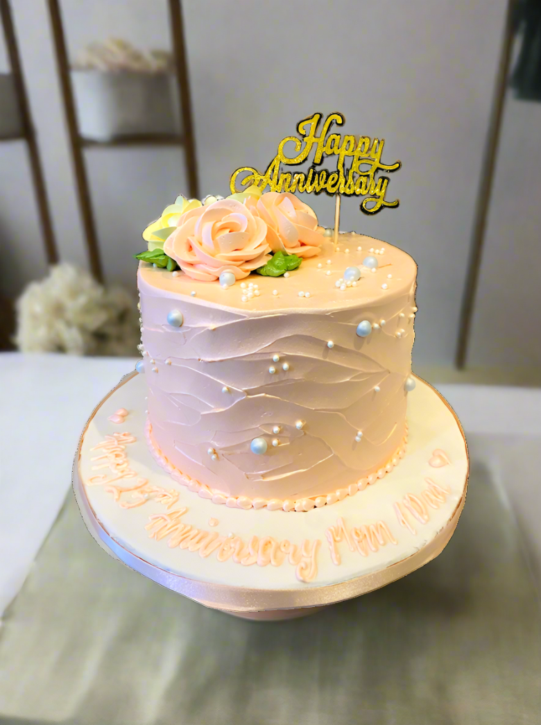 Peach Anniversary Cream Cake