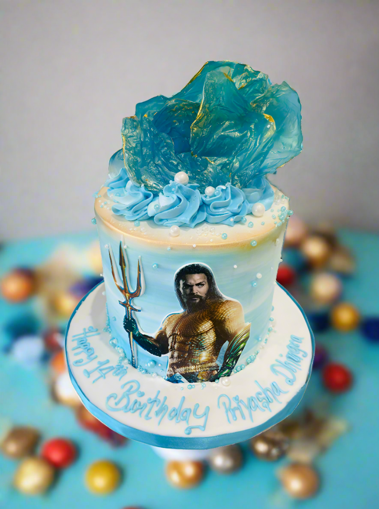 Aquaman Blue Cream Cake