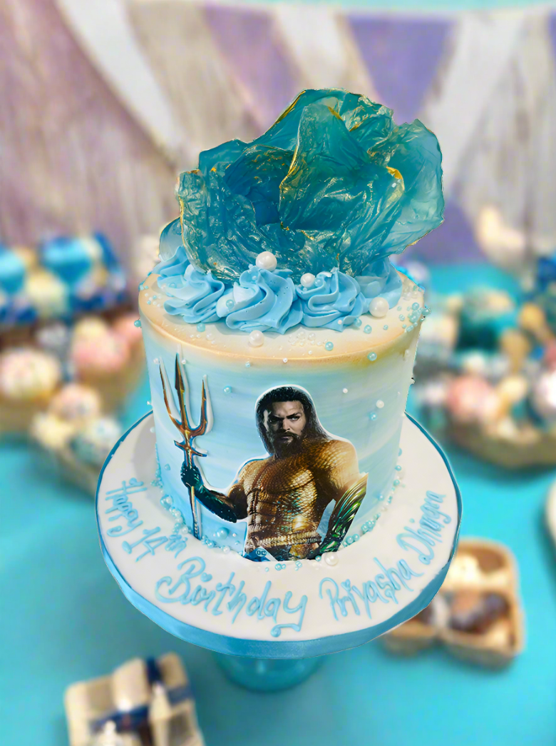 Aquaman Blue Cream Cake