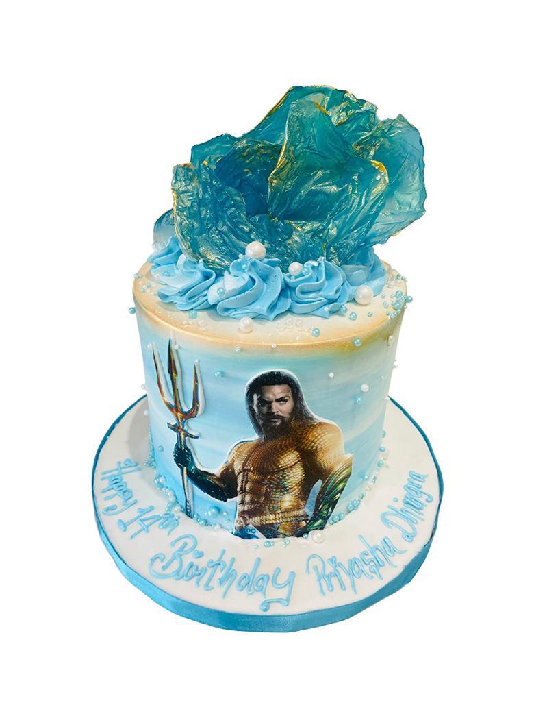 Aquaman Blue Cream Cake