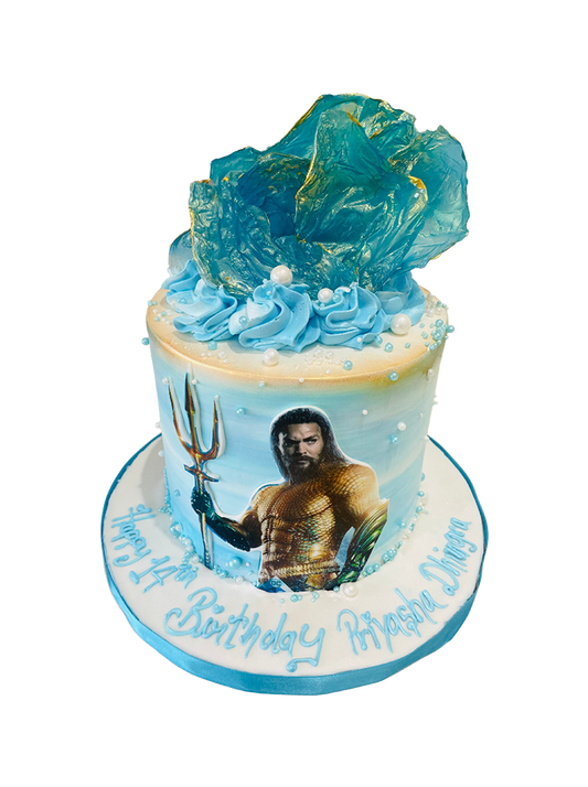 Aquaman Blue Cream Cake