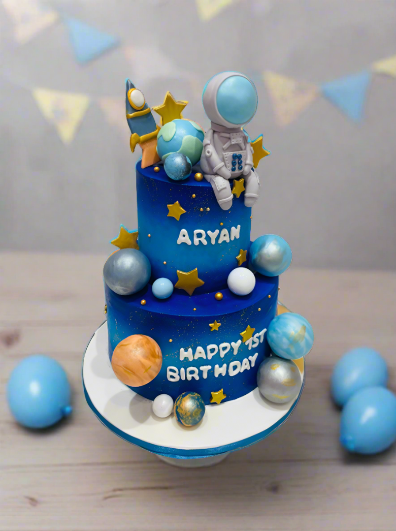 Astronaut Galaxy Theme Fondant Cake