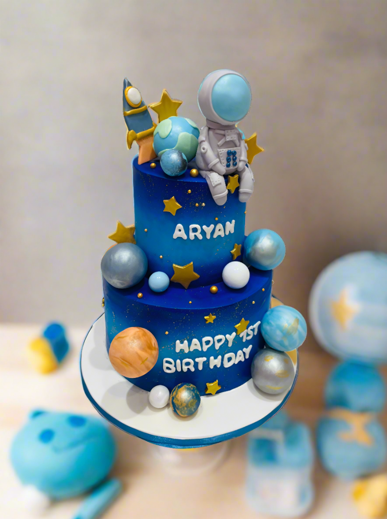 Astronaut Galaxy Theme Fondant Cake