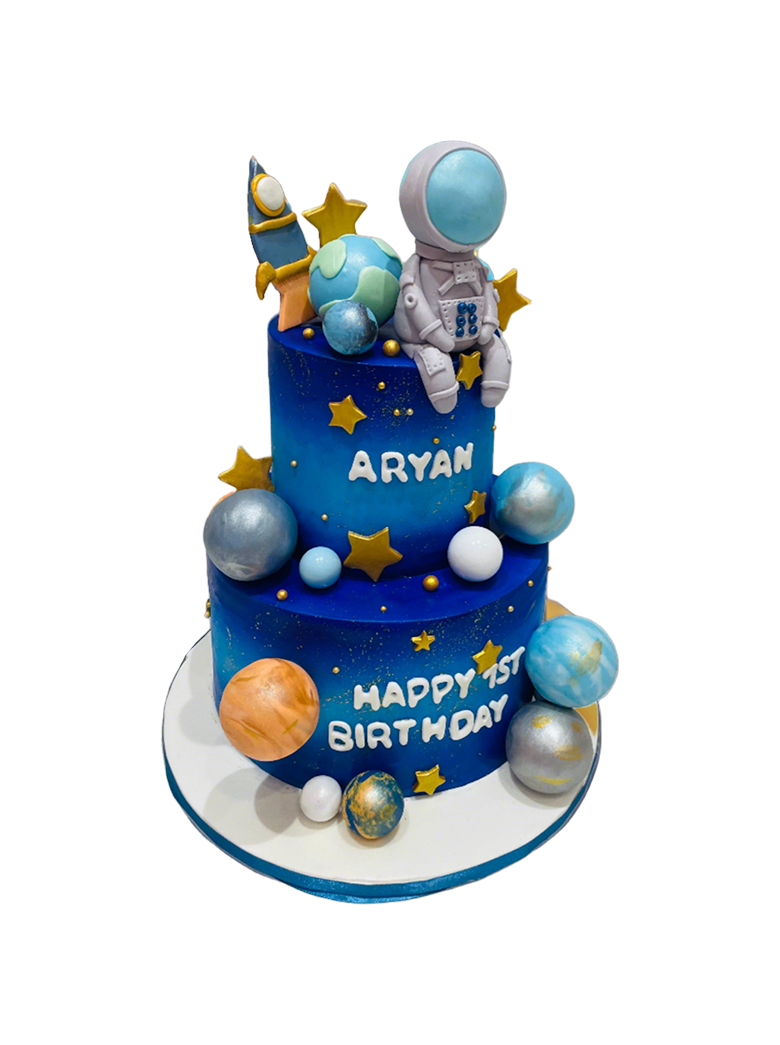 Astronaut Galaxy Theme Fondant Cake
