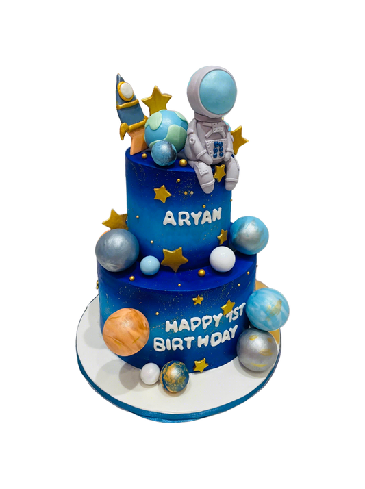 Astronaut Galaxy Theme Fondant Cake
