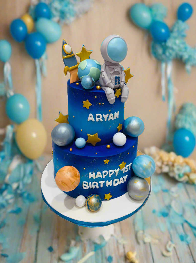 Astronaut Galaxy Theme Fondant Cake