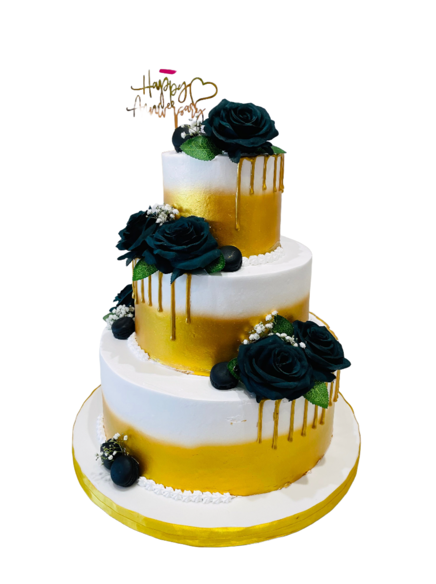 Green & Gold Wedding Tiered Cake