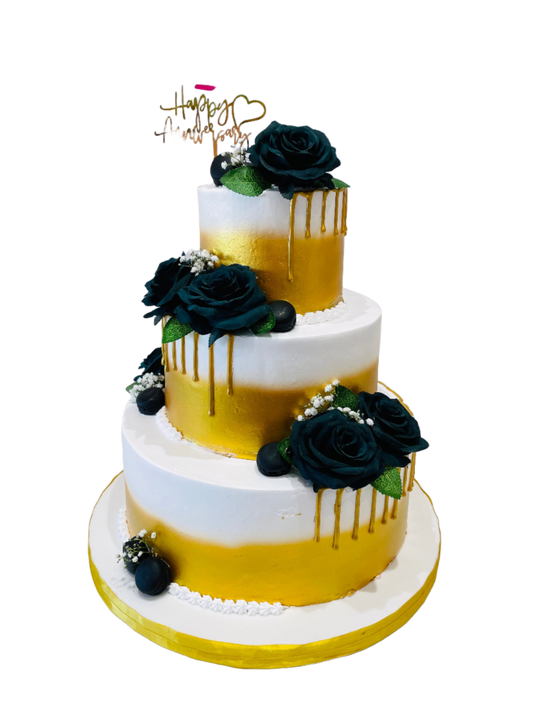 Green & Gold Wedding Tiered Cake