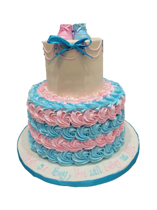Baby Booties Cream Tiered Cake