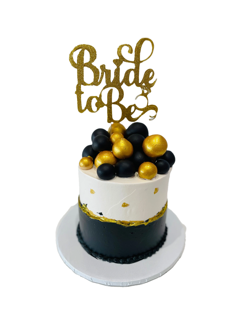 Black & Gold Bride To Be Cake