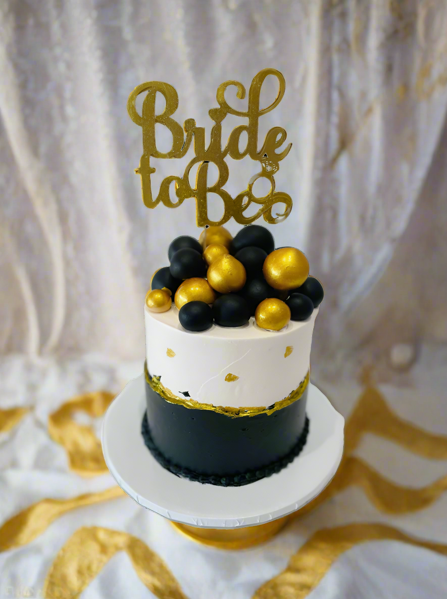 Black & Gold Bride To Be Cake