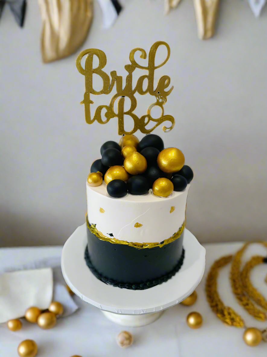 Black & Gold Bride To Be Cake