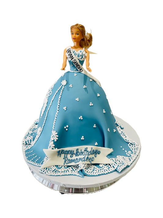 Blue Barbie Fondant Cake