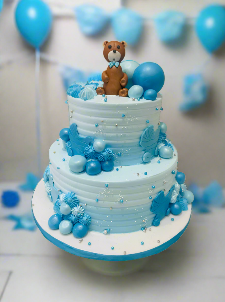 Blue Bear Teddy Cream Cake