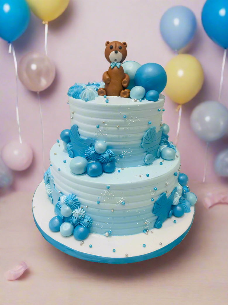 Blue Bear Teddy Cream Cake