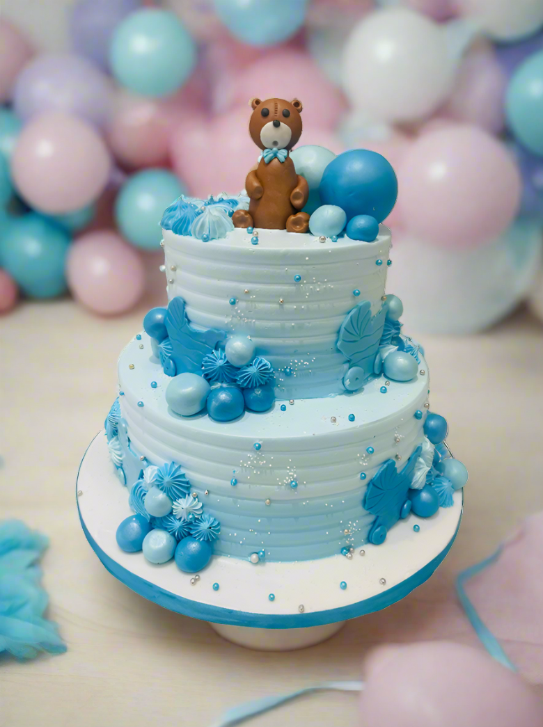 Blue Bear Teddy Cream Cake