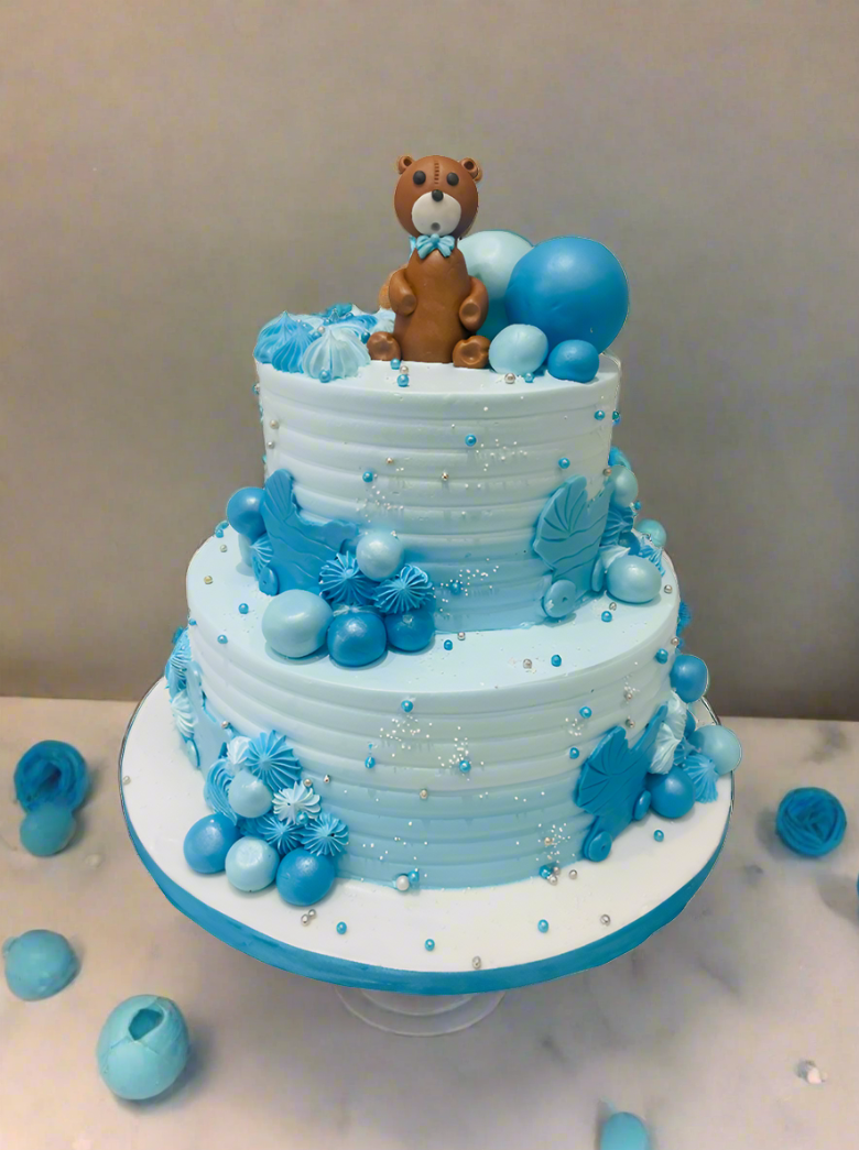 Blue Bear Teddy Cream Cake