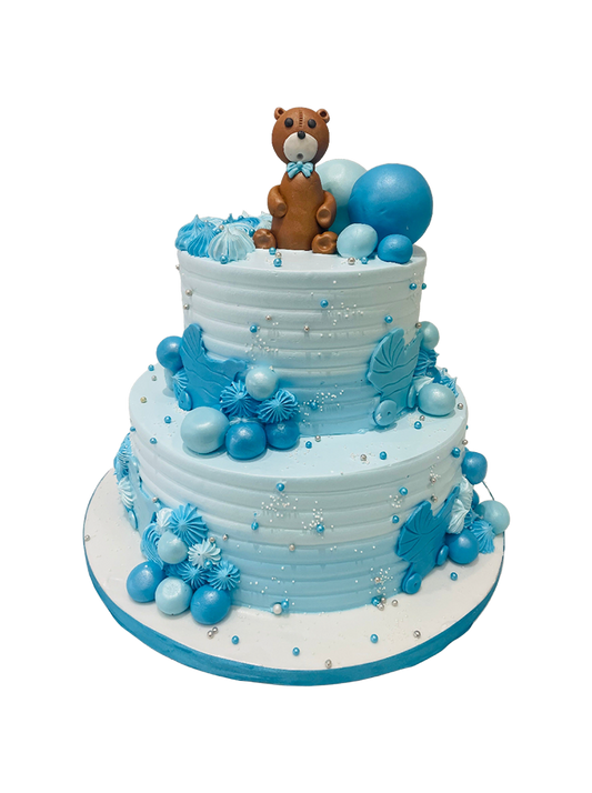 Blue Bear Teddy Cream Cake