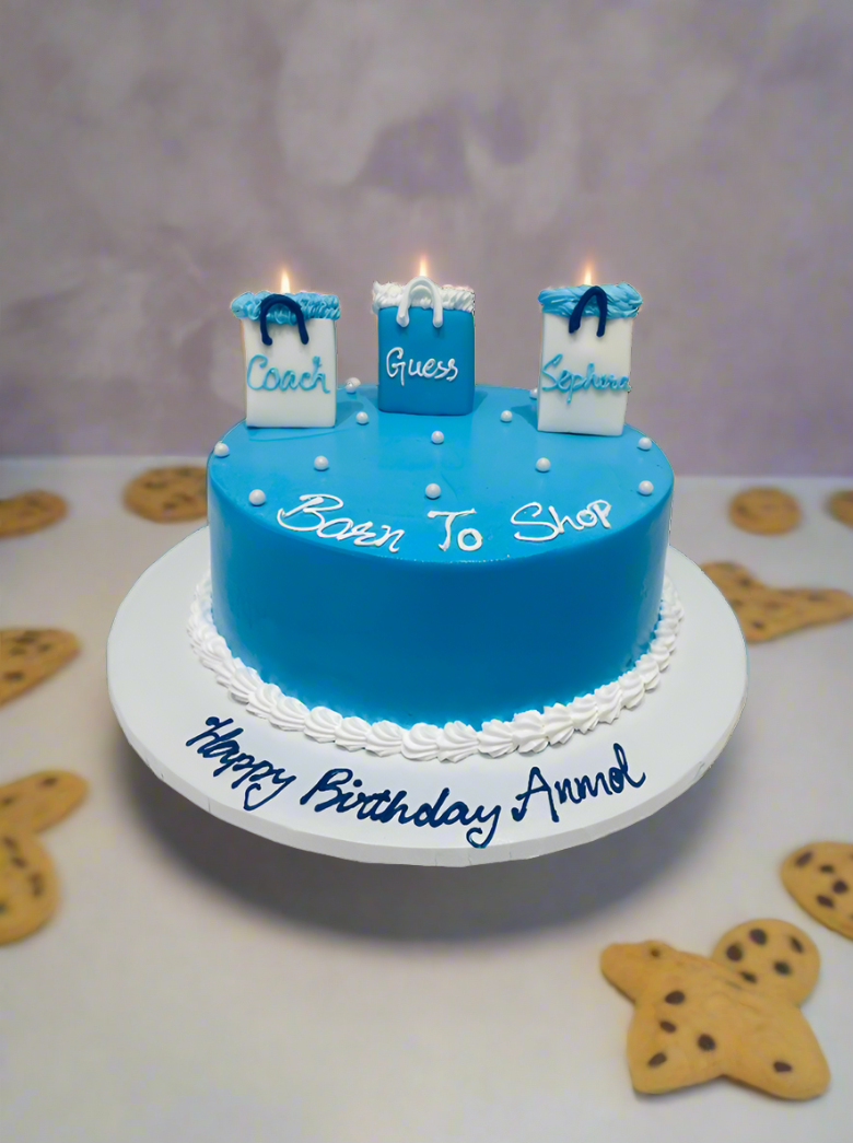 Blue Born to Shop Cream Cake
