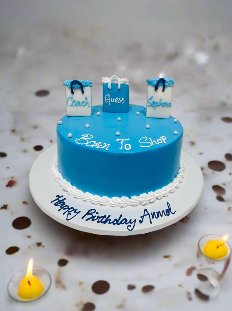 Blue Born to Shop Cream Cake