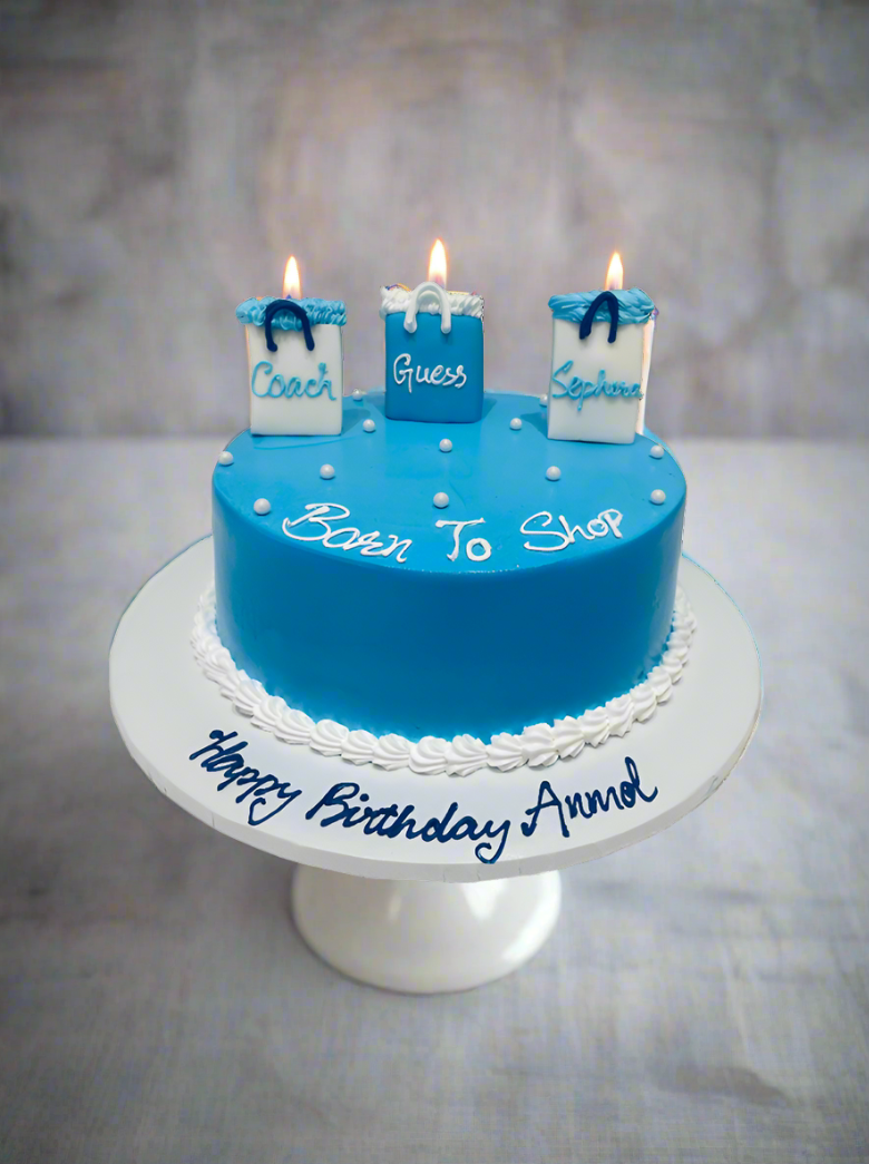 Blue Born to Shop Cream Cake